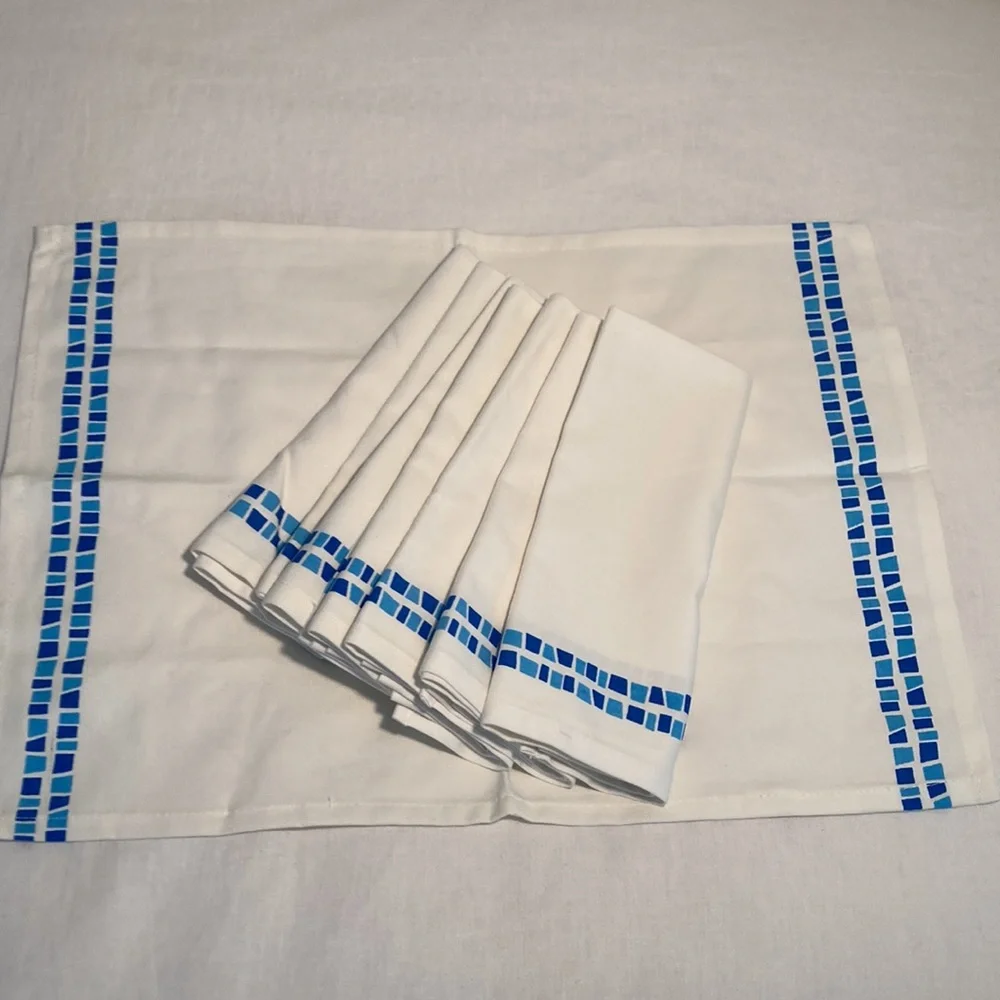 Sea glass mosaic Napkins (8) made in India NWOT